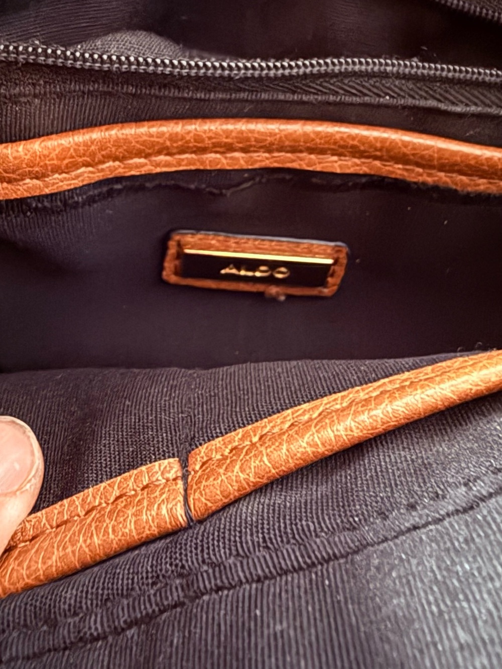 ALDO Colorblock Satchel Crossbody Bag Black Brown Cream Gold Hardware Purse - Picture 5 of 12